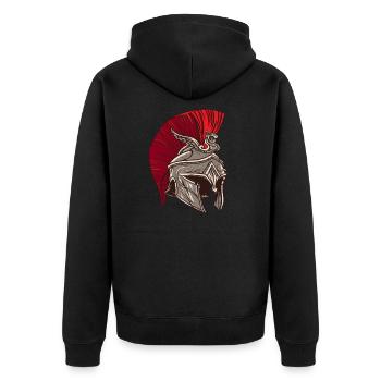 Helm Römer Legionär, römisch Krieger Sparta Shirt - Unisex Premium Bio Zip Hoodie - Schwarz - Hinten - Nico (187cm)