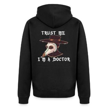 Doktor Pest Trust Me I'm a Doctor Steampunk Gothic - Unisex Premium Bio Zip Hoodie - Schwarz - Hinten - Nico (187cm)