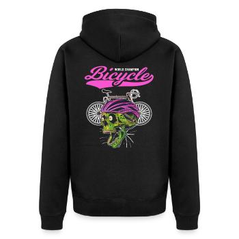 Rennrad Totenkopf Radfahrer Biker Radsport Fahrrad - Unisex Premium Bio Zip Hoodie - Schwarz - Hinten - Nico (187cm)