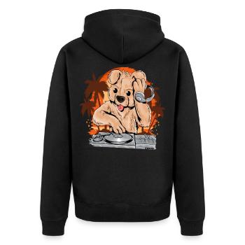 Teddy DJ, écouteurs de musique d’été party Club - Veste à capuche bio Premium Unisexe - noir - Dos - Nico (187cm)