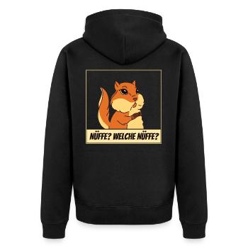 Lustiges Eichhörnchen, Nüsse Spruch Humor Squirrel - Unisex Premium Bio Zip Hoodie - Schwarz - Hinten - Nico (187cm)
