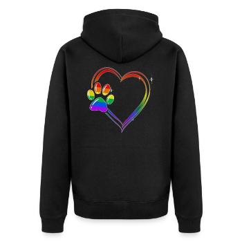 Pfote Hunde Herz Hundeliebhaber, Hund Regenbogen - Unisex Premium Bio Zip Hoodie - Schwarz - Hinten - Nico (187cm)