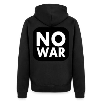 No war - Unisex Premium Organic Zip Hoodie - black - Back - Nico (187cm)