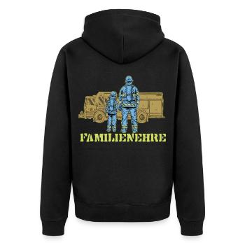 Fire brigade family honor, firefighter son father - Unisex Premium Organic Zip Hoodie - black - Back - Nico (187cm)
