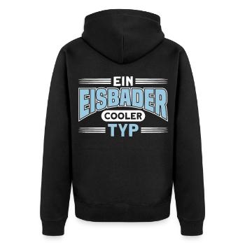 Ein Eisbader Cooler Typ - Unisex Premium Bio Zip Hoodie - Schwarz - Hinten - Nico (187cm)
