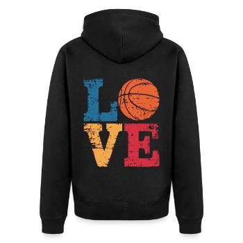 Basketball Love - Unisex Premium Bio Zip Hoodie - Schwarz - Hinten - Nico (187cm)