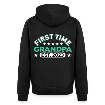 Erstes Mal Opa est. 2023 Vatertag - Unisex Premium Bio Zip Hoodie - Schwarz - Hinten - Nico (187cm)