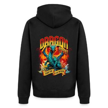 Dragon Fantasy Magic Mysticism Mythology Creature - Unisex Premium Organic Zip Hoodie - black - Back - Nico (187cm)