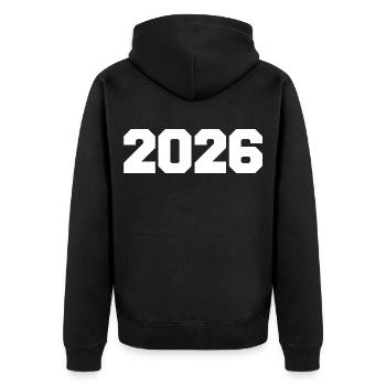 2026 - Unisex Premium Bio Zip Hoodie - Schwarz - Hinten - Nico (187cm)