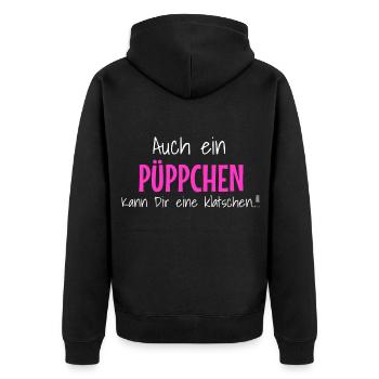 Starke Frauen Geschenk Ironie Sarkasmus Sprüche - Unisex Premium Bio Zip Hoodie - Schwarz - Hinten - Nico (187cm)