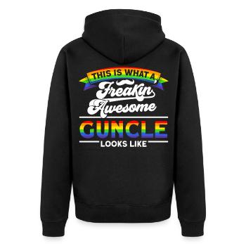 Schwuler Onkel LGBTQ Guncle Geschenk - Unisex Premium Bio Zip Hoodie - Schwarz - Hinten - Nico (187cm)
