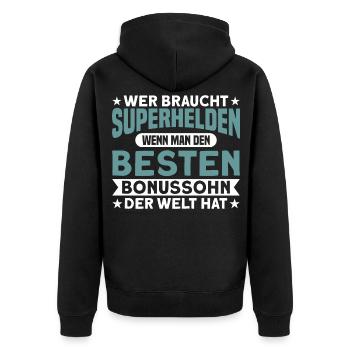 Cadeau de fils bonus de beau-fils de famille - Veste à capuche bio Premium Unisexe - noir - Dos - Nico (187cm)