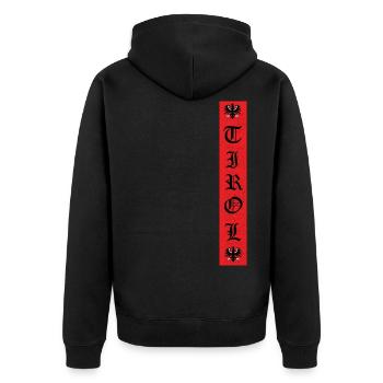 Tirol - Unisex Premium Bio Zip Hoodie - Schwarz - Hinten - Nico (187cm)