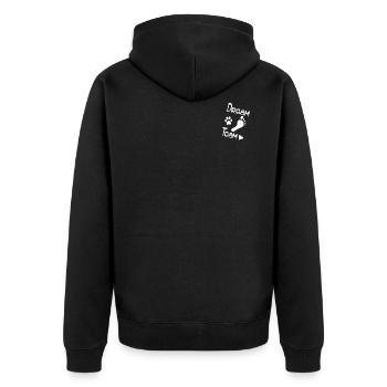 Dreamteam Hundeliebe mit Herz [white] - Unisex Premium Bio Zip Hoodie - Schwarz - Hinten - Nico (187cm)