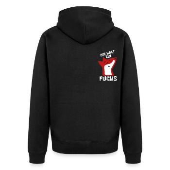 Bin halt ein Fuchs - schlau und clever - Unisex Premium Bio Zip Hoodie - Schwarz - Hinten - Nico (187cm)