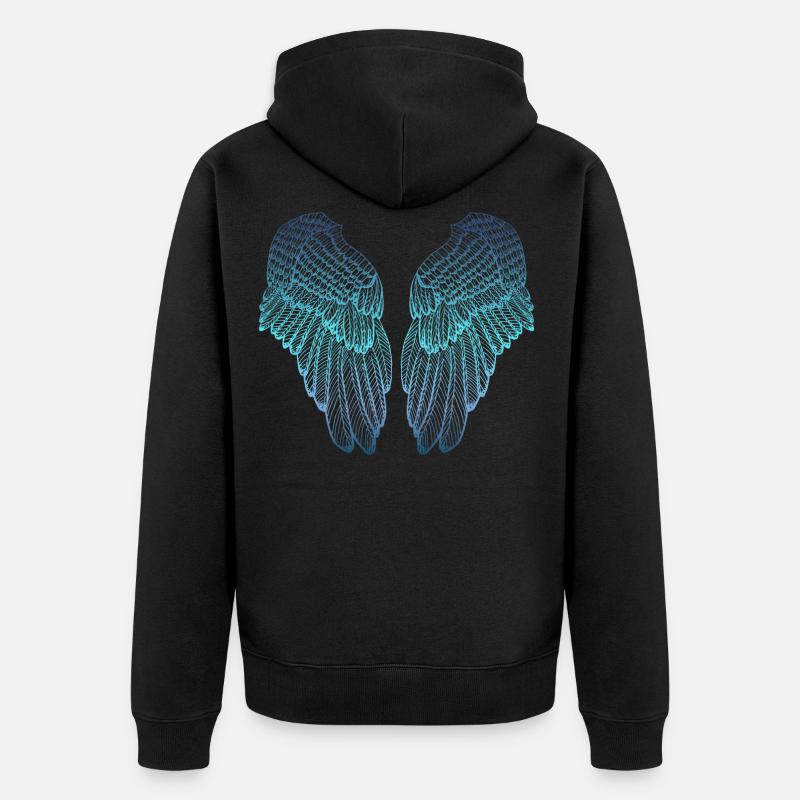 Ailes d'ange aux tons bleues - Veste à capuche bio Premium Unisexe - noir