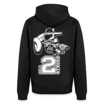 Motor 2T - Unisex Premium Bio Zip Hoodie - Schwarz - Hinten - Nico (187cm)