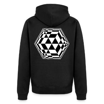 cube - Unisex Premium Organic Zip Hoodie - black - Back - Nico (187cm)