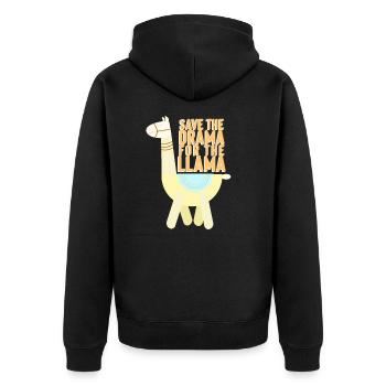 Save the Drama for the Lama - Unisex Premium Organic Zip Hoodie - black - Back - Nico (187cm)