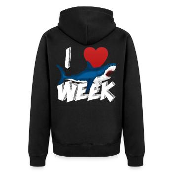I Love The Week Of Sharks Cute Novelty Gift Idea For Shark Lovers Graphic Shark Attack - Unisex Premium Organic Zip Hoodie - black - Back - Nico (187cm)