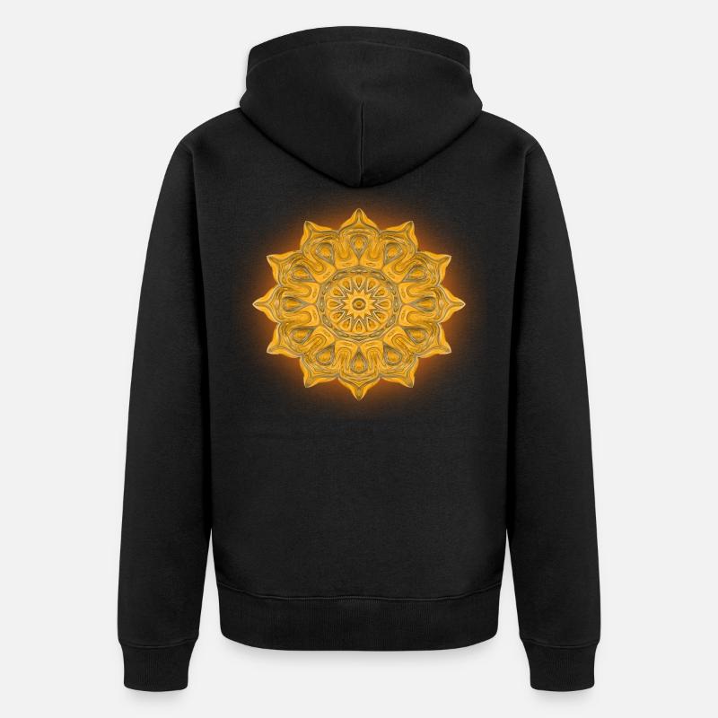 Mandala de lumière du soleil - Veste à capuche bio Premium Unisexe - noir