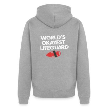 Bademeister Rettungschwimmer - Unisex Premium Bio Zip Hoodie - Grau meliert - Hinten - Nico (187cm)