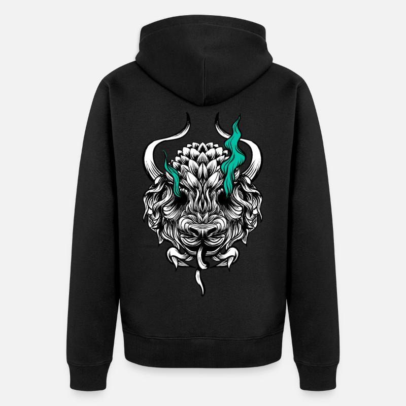 Büffel - Unisex Premium Bio Zip Hoodie - Schwarz