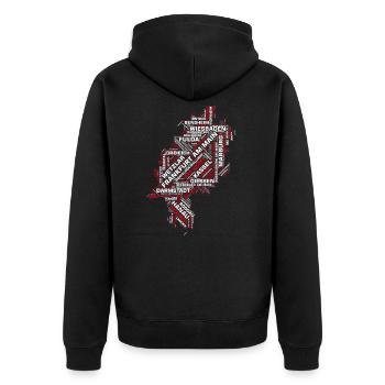 Hessen Bundesland : Hessens Städte und Gemeinden - Unisex Premium Bio Zip Hoodie - Schwarz - Hinten - Nico (187cm)