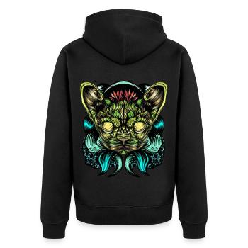Cat or dog? - Unisex Premium Organic Zip Hoodie - black - Back - Nico (187cm)