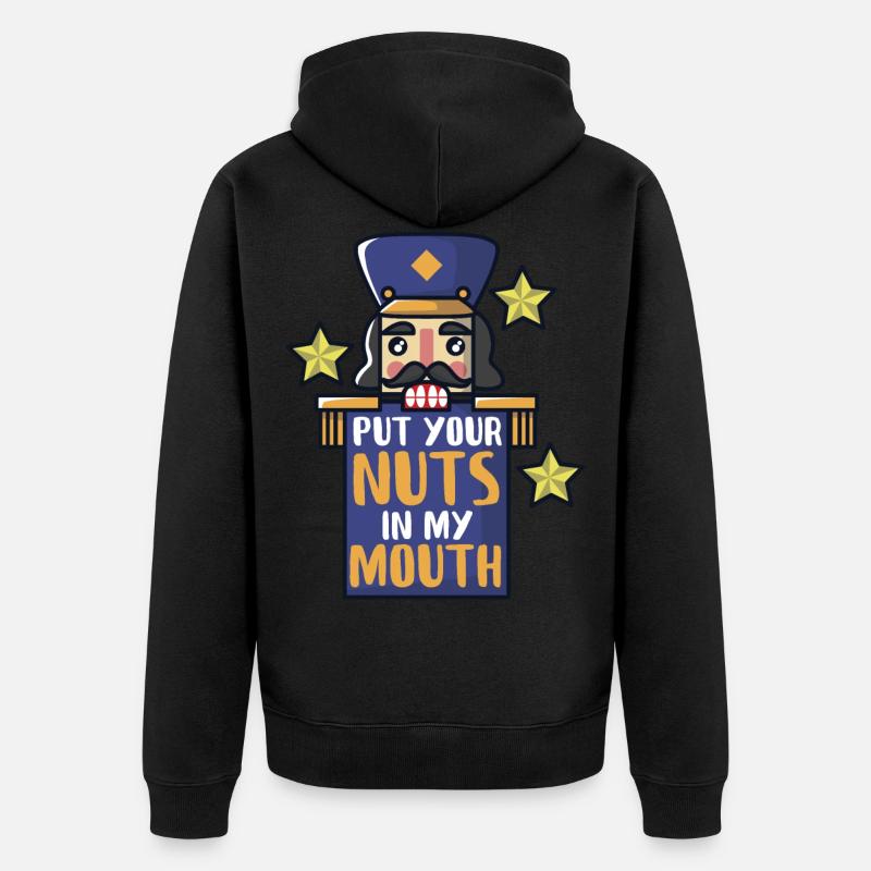 Nutcracker cracks nuts - Unisex Premium Organic Zip Hoodie - black