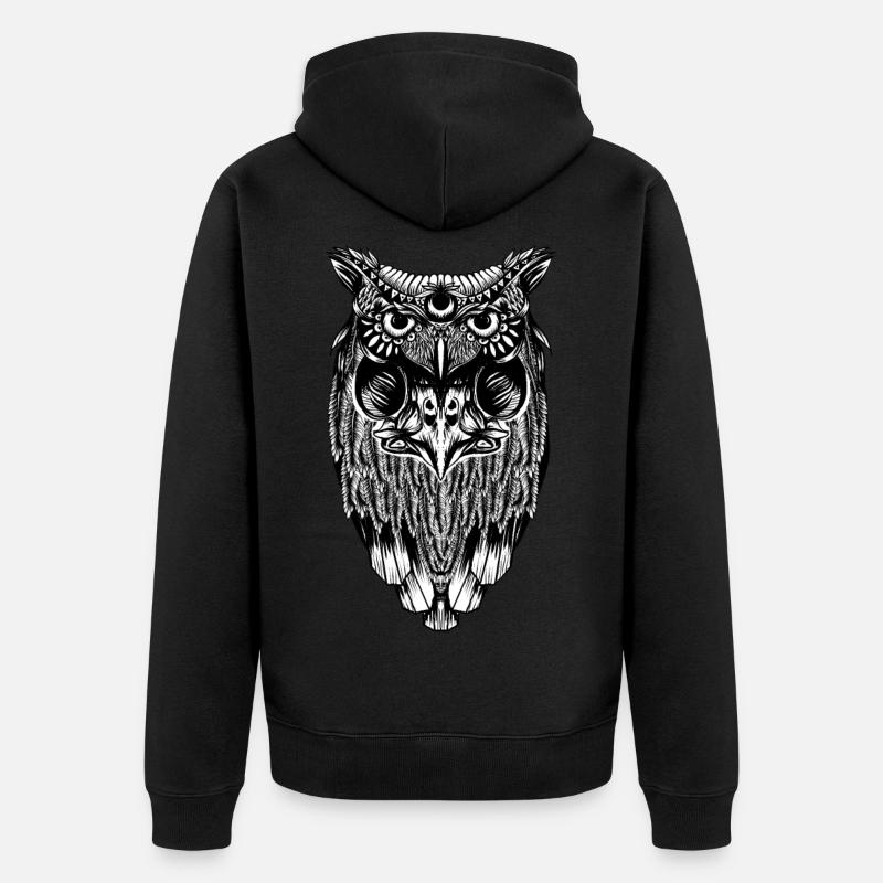 Eule - Unisex Premium Bio Zip Hoodie - Schwarz