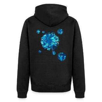 Unterwasser Motiv Wasser Fleck Geschenk Luftblasen - Unisex Premium Bio Zip Hoodie - Schwarz - Hinten - Nico (187cm)