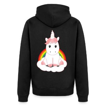 Licorne mignonne - Veste à capuche bio Premium Unisexe - noir - Dos - Nico (187cm)