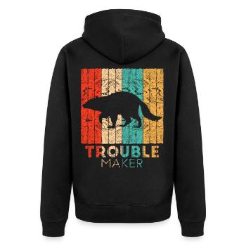 racoon - Unisex Premium Organic Zip Hoodie - black - Back - Nico (187cm)
