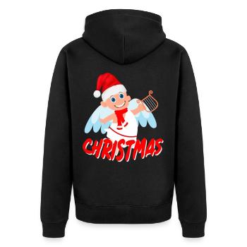 Frohe Weihnachten Engel - Unisex Premium Bio Zip Hoodie - Schwarz - Hinten - Nico (187cm)