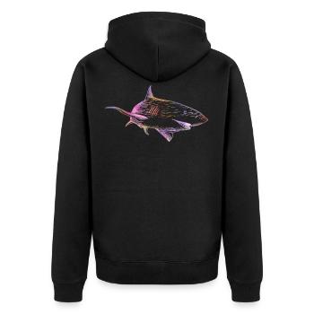 Shark color - Unisex Premium Bio Zip Hoodie - Schwarz - Hinten - Nico (187cm)