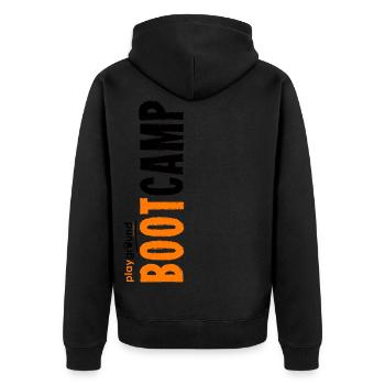 Playground Bootcamp - Unisex Premium Organic Zip Hoodie - black - Back - Nico (187cm)
