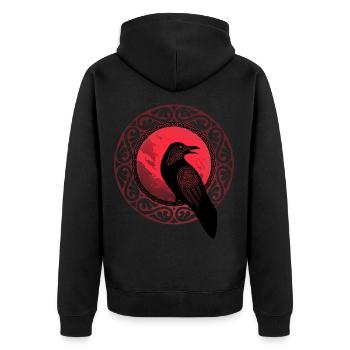 Odin Thor Raben Hugin und Munin T-Shirt für Männer - Unisex Premium Bio Zip Hoodie - Schwarz - Hinten - Nico (187cm)