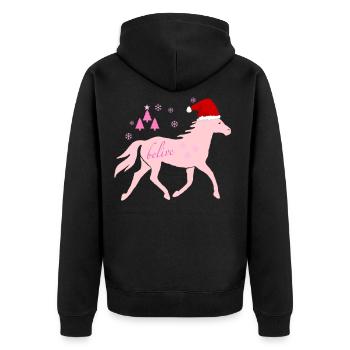 Ein Pferd zu Weihnachten - Unisex Premium Bio Zip Hoodie - Schwarz - Hinten - Nico (187cm)