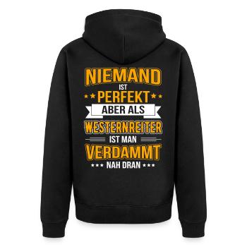 Western rider Westernreiter horse equitation - Unisex Premium Organic Zip Hoodie - black - Back - Nico (187cm)