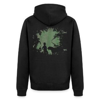 Fairy tale jungle tiger boy wolf child - Unisex Premium Organic Zip Hoodie - black - Back - Nico (187cm)