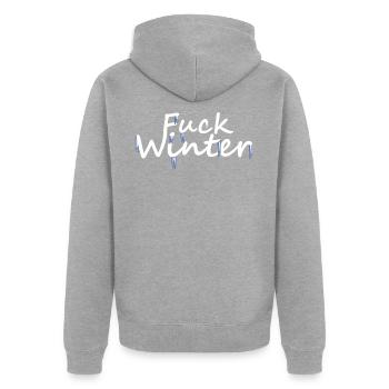 Fuck Winter 5000 - Veste à capuche bio Premium Unisexe - gris chiné - Dos - Nico (187cm)