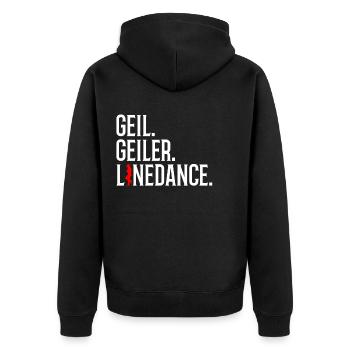 geil. geiler. linedance. - Unisex Premium Bio Zip Hoodie - Schwarz - Hinten - Nico (187cm)