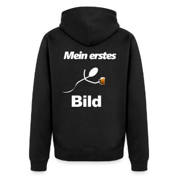 Ma première image de sperme avec une bière - Veste à capuche bio Premium Unisexe - noir - Dos - Nico (187cm)