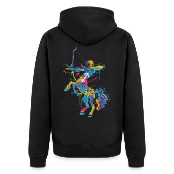 STERNZEICHEN SCHÜTZE Geburtstag Geschenk Zodiac - Unisex Premium Bio Zip Hoodie - Schwarz - Hinten - Nico (187cm)