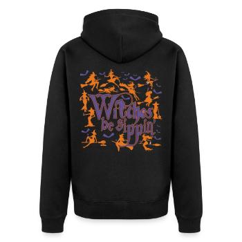 Witches Be Sippin Shirt Funny Halloween Witches - Unisex Premium Organic Zip Hoodie - black - Back - Nico (187cm)