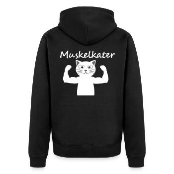 Muskelkater Kater Katzen lustige Katze - Unisex Premium Bio Zip Hoodie - Schwarz - Hinten - Nico (187cm)