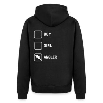 Idée cadeau pêche pêche poisson carpe brochet - Veste à capuche bio Premium Unisexe - noir - Dos - Nico (187cm)