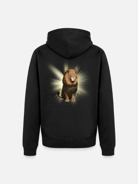 Löwe sitzend - Unisex Premium Bio Zip Hoodie - Schwarz