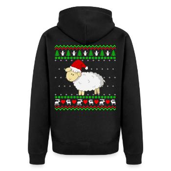 Süßer Schaf Kalb Weihnacht Ugly Christmas Geschenk - Unisex Premium Bio Zip Hoodie - Schwarz - Hinten - Nico (187cm)